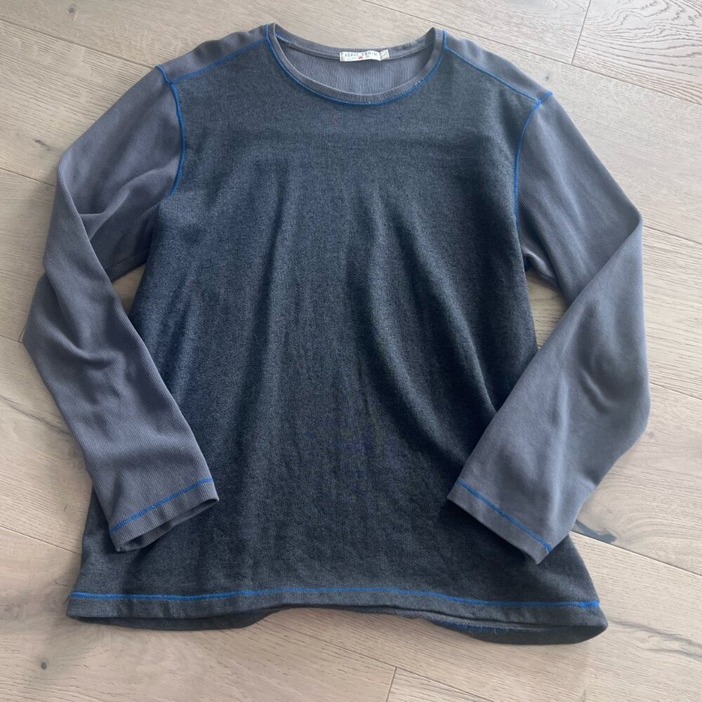 Agave Denim Crewneck Pullover Shirt Long Sleeve Men's Large